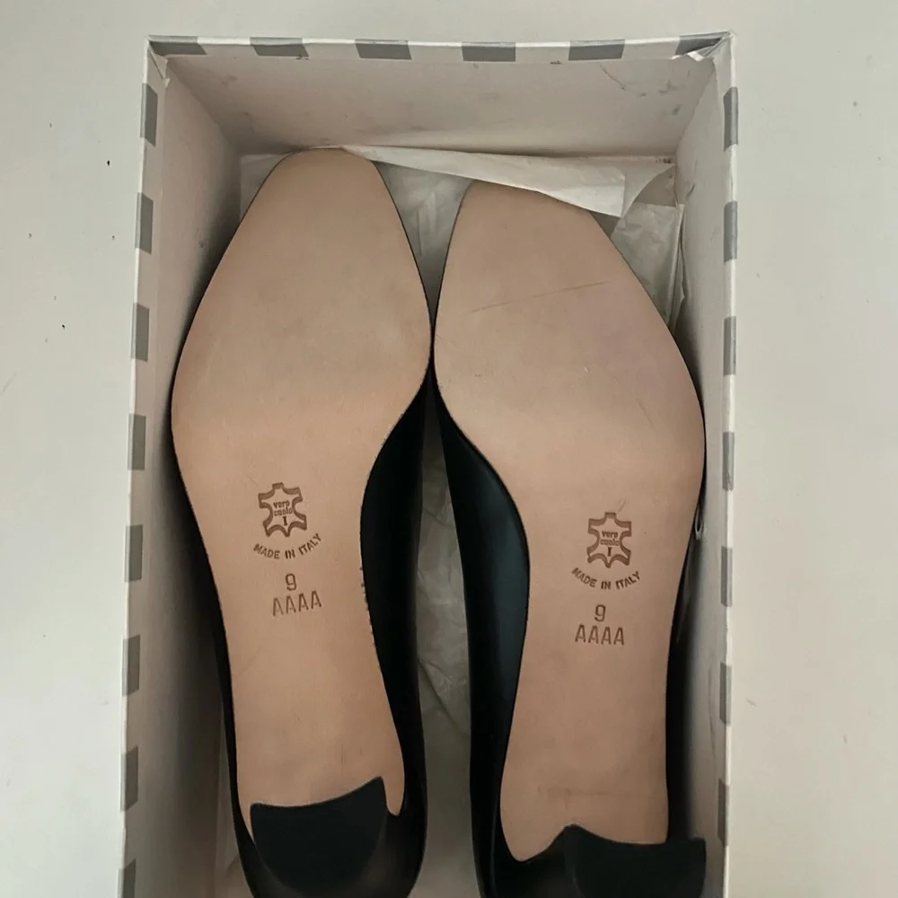 Renzo Fontanelli Black High Heel Leather Pumps, Size 9 AAAA, Made In Italy, EUC. - Picture 5 of 9